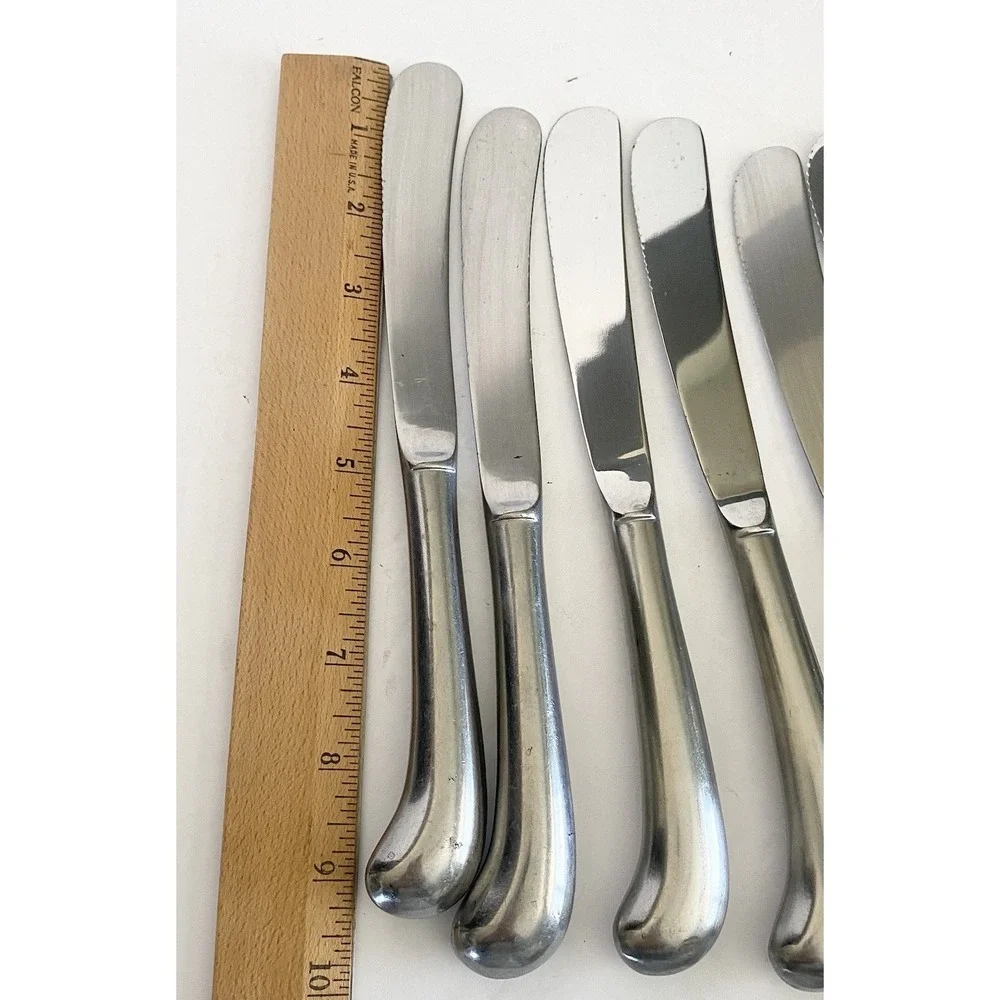 Vtg Lot Of 10 Pistol grip butter knives‎ Stainless Steel Flat Wear Korea MCM